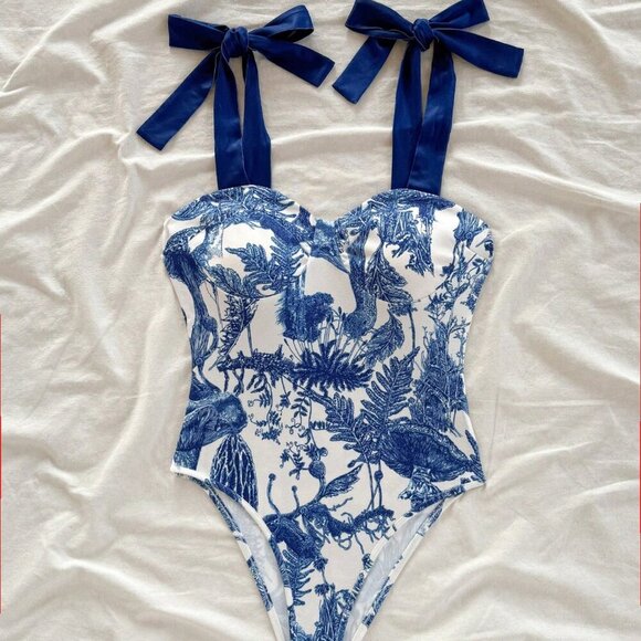 Boho Women's Casual Floral Print one piece swimsuit - Picture 4 of 6